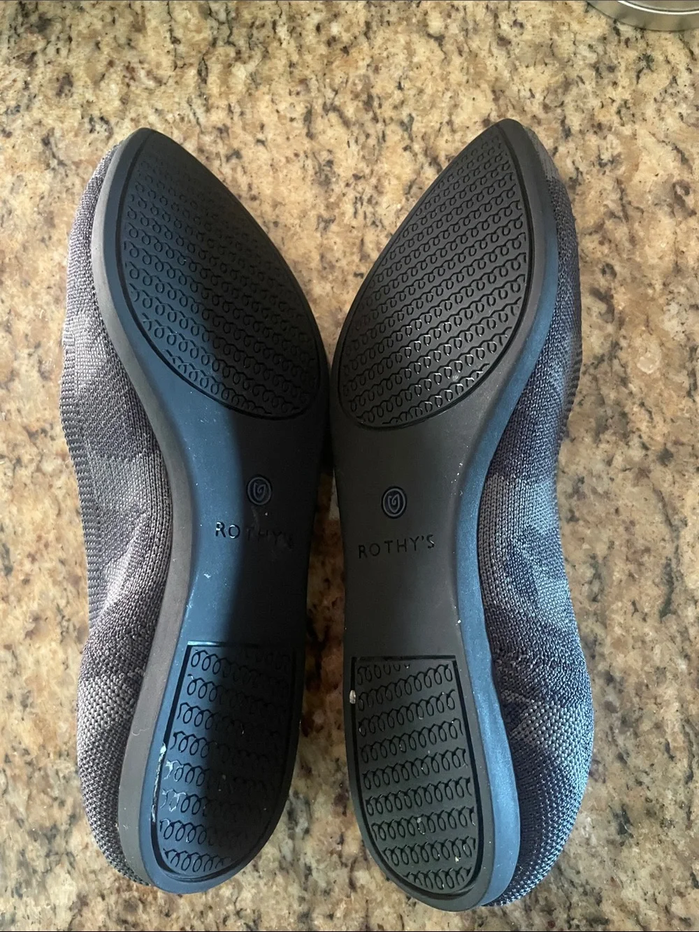 Rothy's Women's Pointed Knit Flats in Blue and Gray abstract pattern women’s 6.5